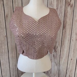 Rose Gold Sequin Saree Or Lehenga Choli Blouse